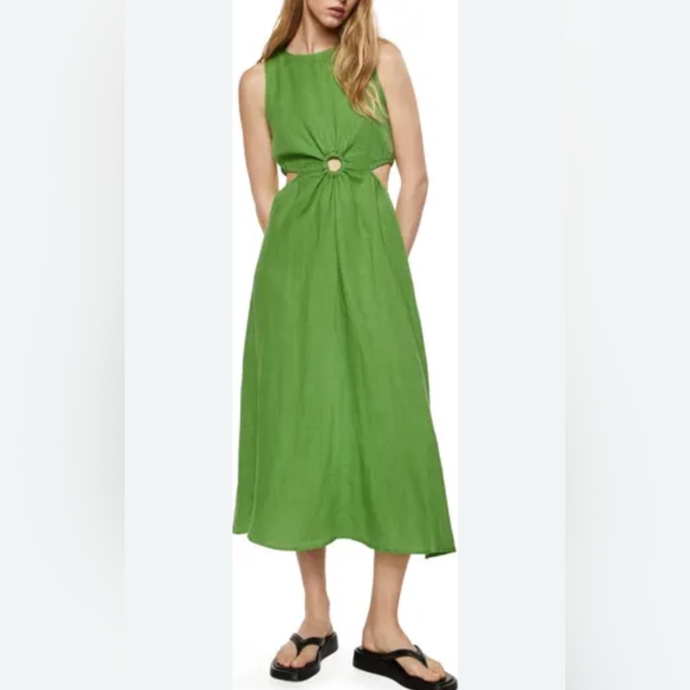 Mango cutout linen dress